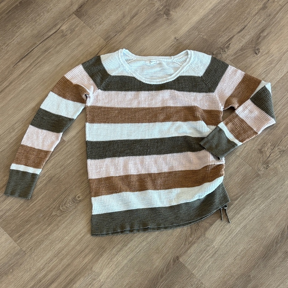 Maurices Women's Striped Sweater - Pink, Brown, Cream